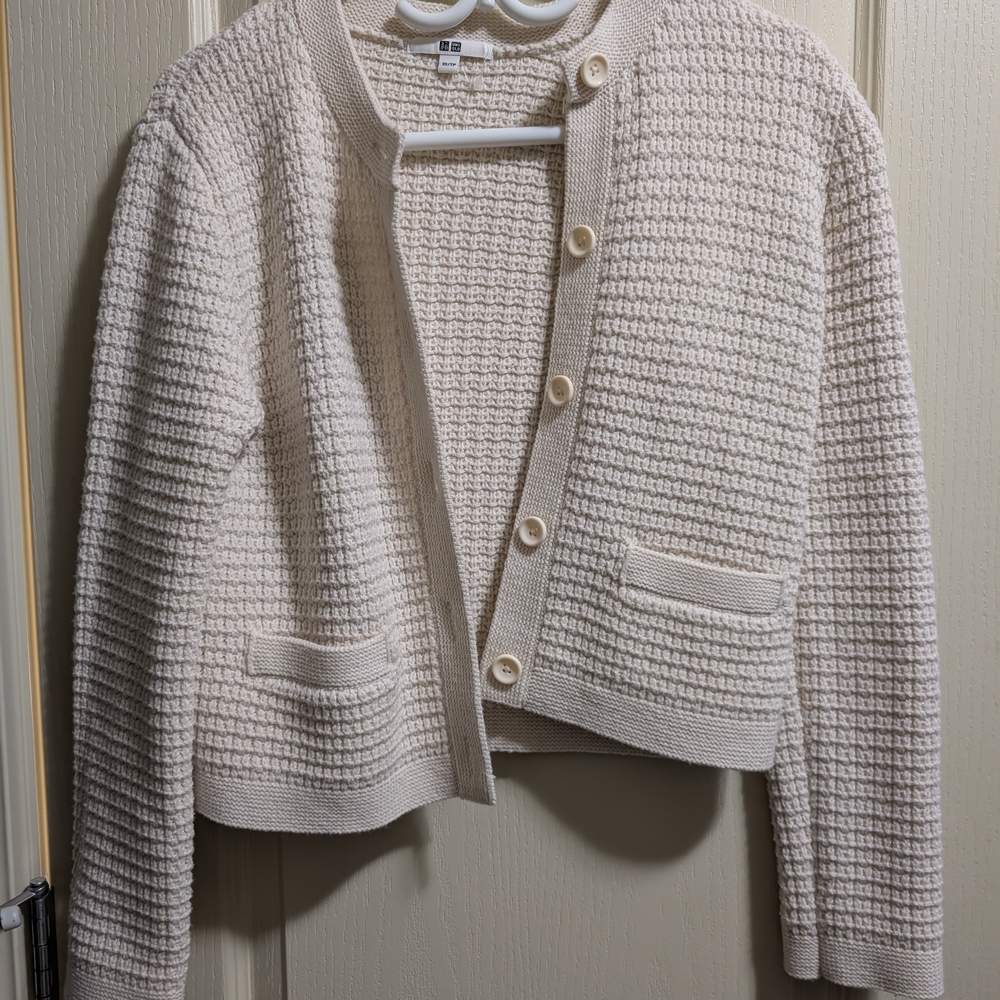 Uniqlo Women's Textured Cream Cardigan